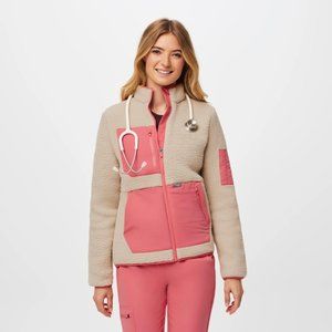 Figs Women's On-Shift™ Sherpa Jacket - Desert Rose/Latte